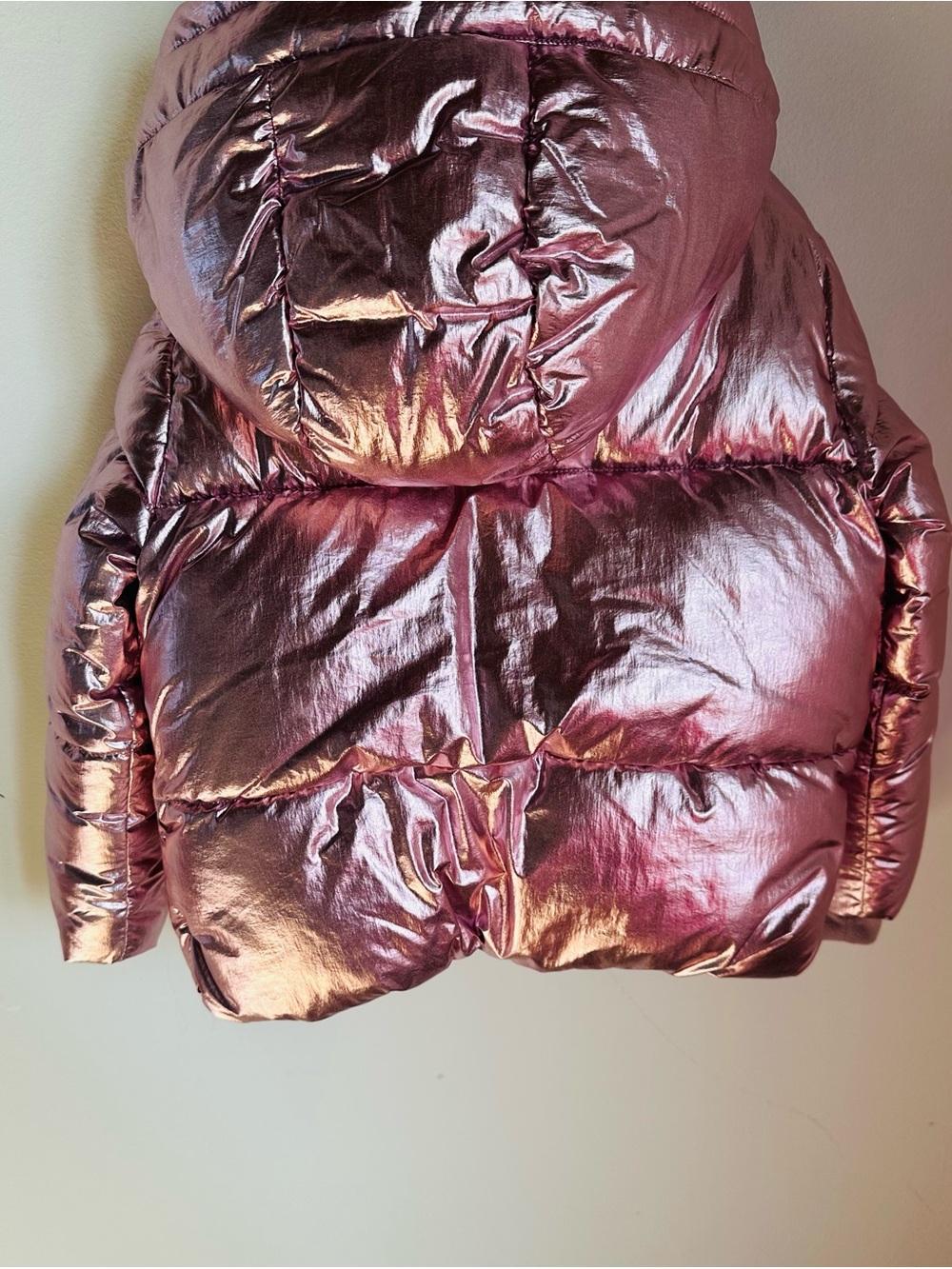 GAP Metallic Rose Puffer Jacket with Sherpa Hood - Picture 3 of 4